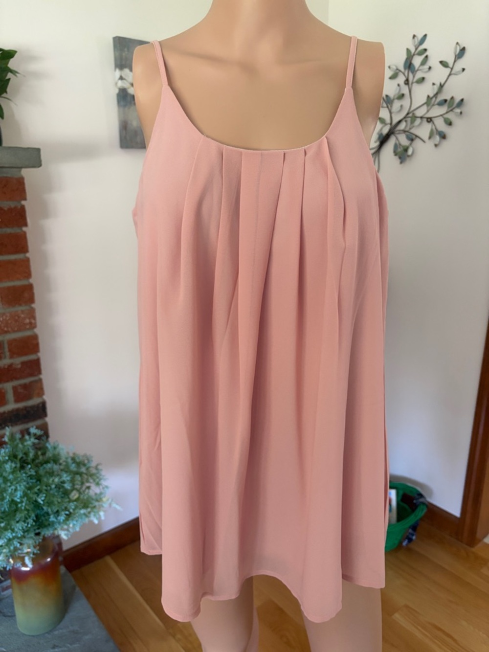 Doublju Pink Pleated Spaghetti Strap Cami